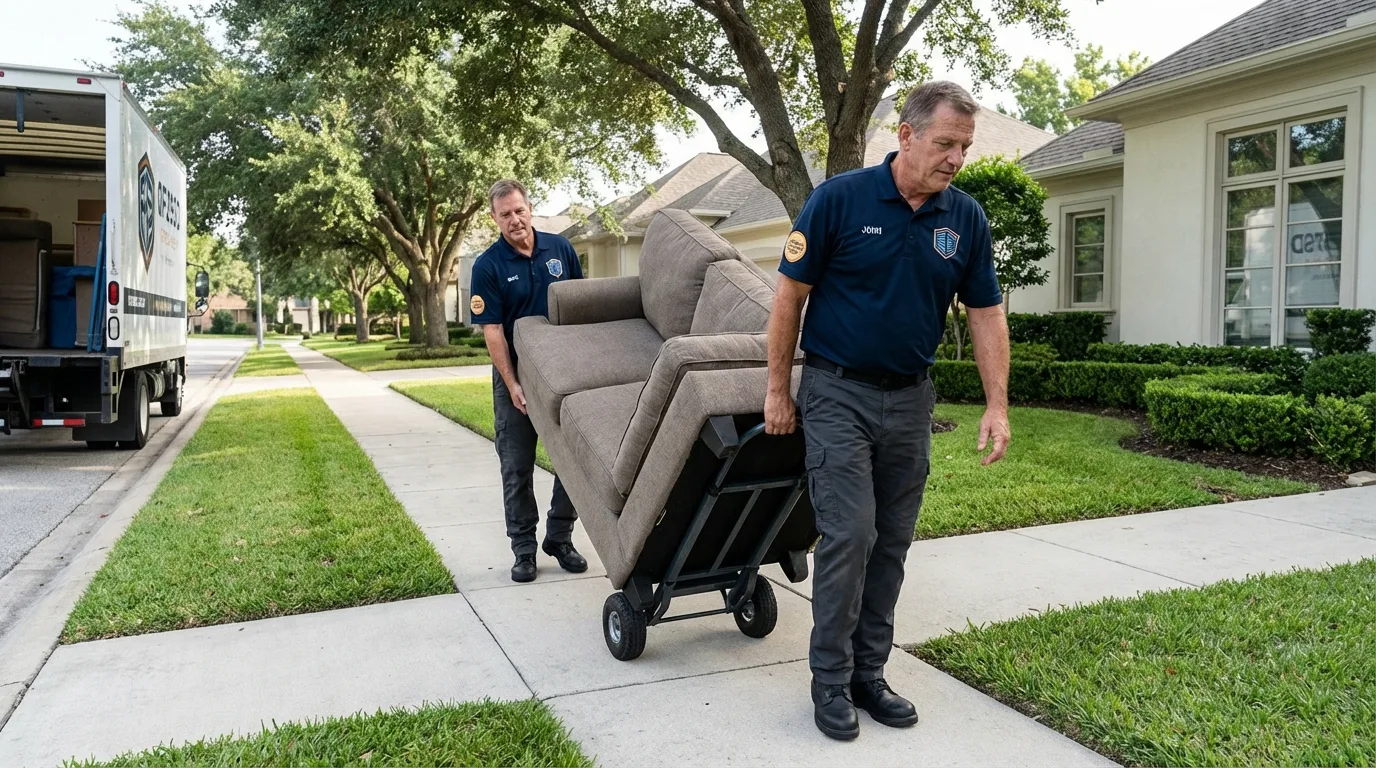 Local residential moving crew loading furniture in Homeland, CA